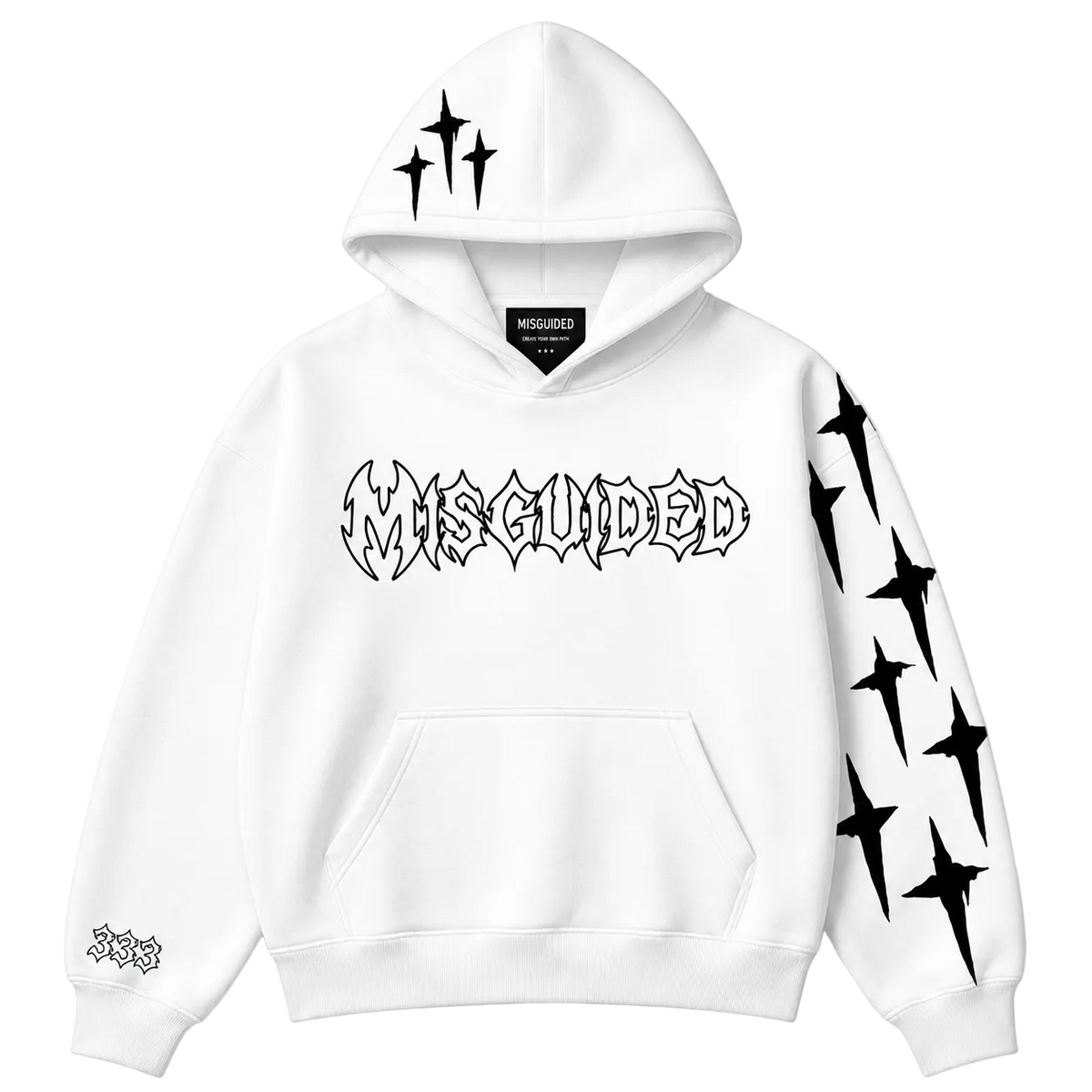MISGUIDED STAR HOODIE [WHITE]