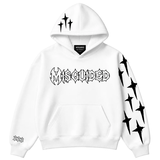 MISGUIDED STAR HOODIE [WHITE]