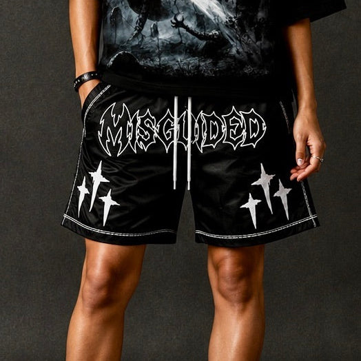MISGUIDED NYLON SHORTS [BLACK]