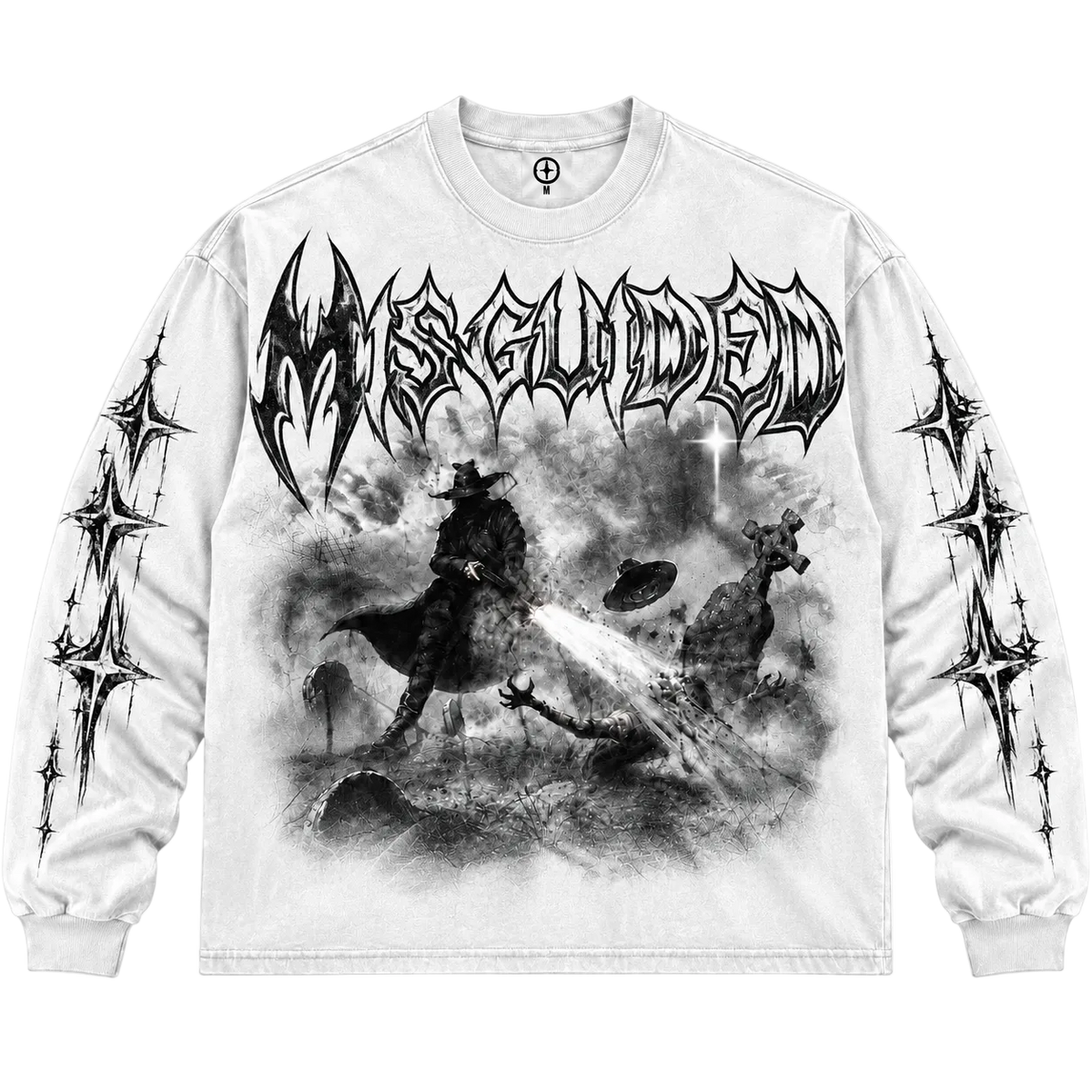 MISGUIDED GRAPHIC LS TEE [WHITE]