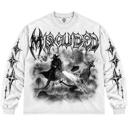 MISGUIDED GRAPHIC LS TEE [WHITE]