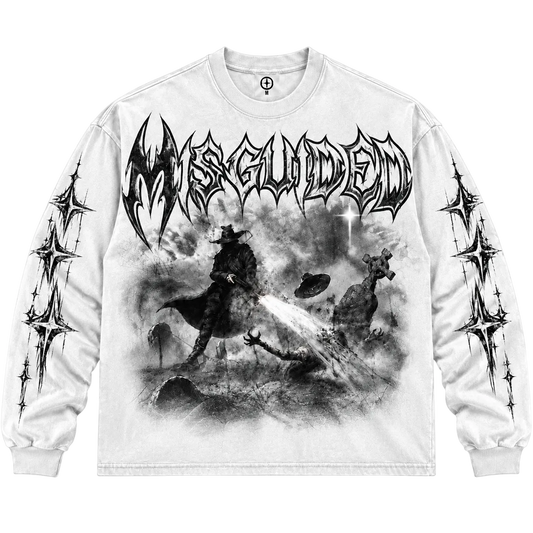 MISGUIDED GRAPHIC LS TEE [WHITE]