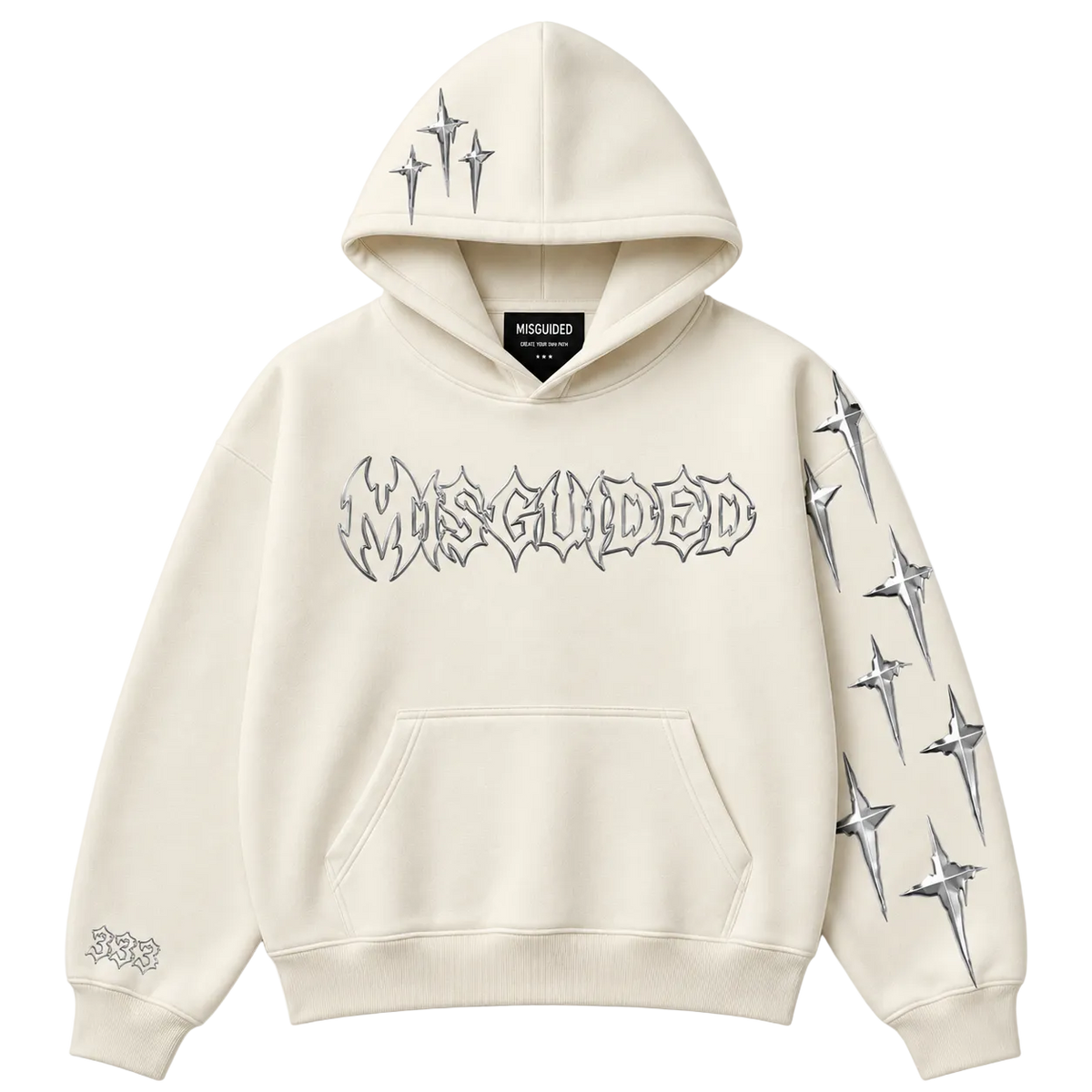 MISGUIDED STAR HOODIE [CREAM]