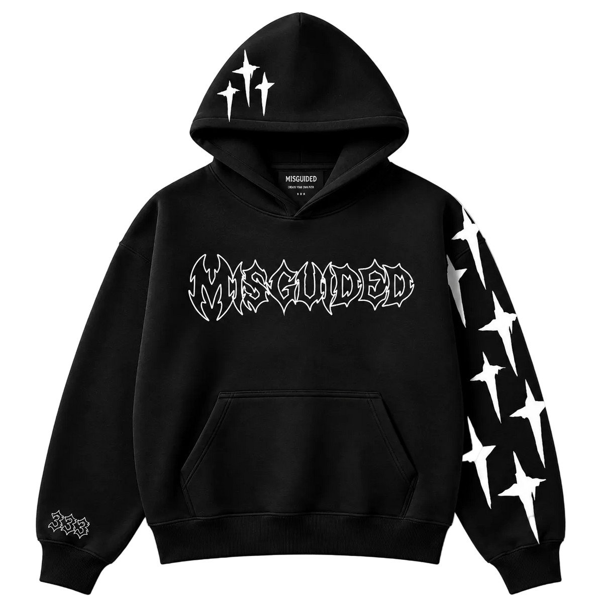 MISGUIDED STAR HOODIE [BLACK]