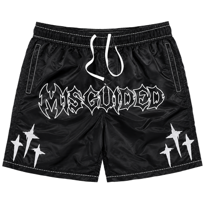 MISGUIDED NYLON SHORTS [BLACK]