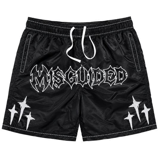 MISGUIDED NYLON SHORTS [BLACK]